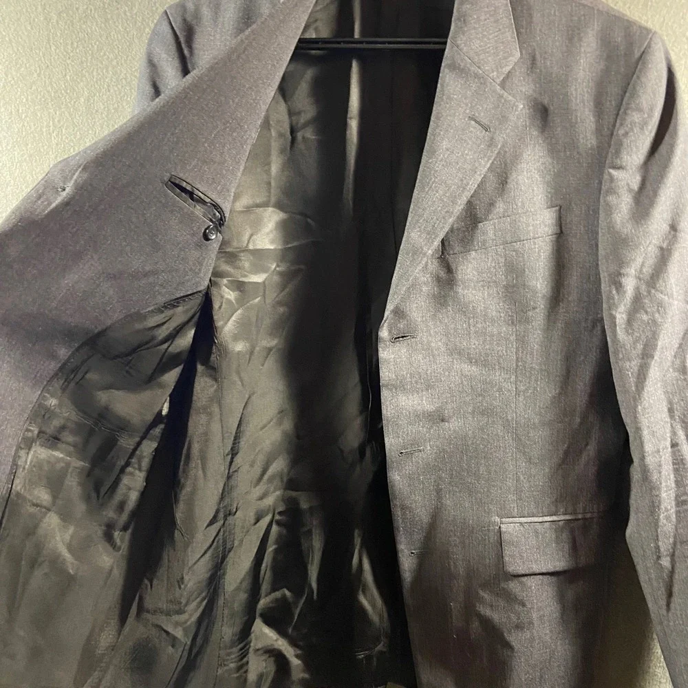 Banana Republic wool 40r Blazer Sport Coat Gray 3 button flap pocket office